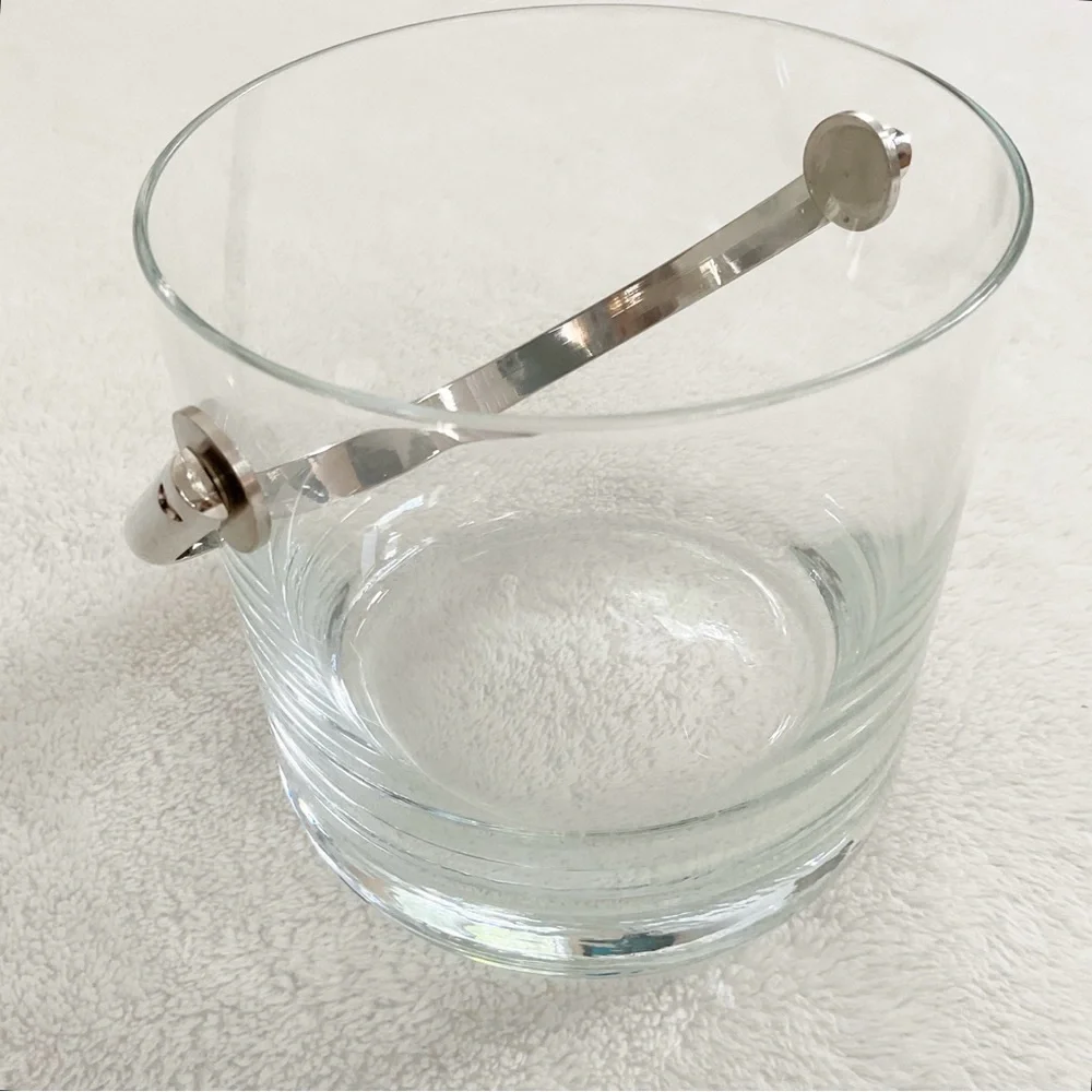 Schott Zwiesel Crystal Ice Bucket Chrome Handle Germany Vintage MCM